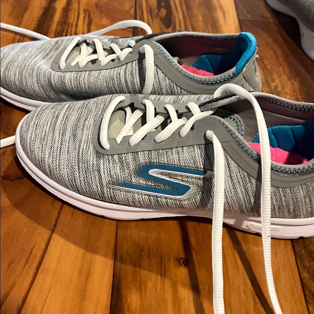 Skechers Gray and Blue Casual Sneakers
